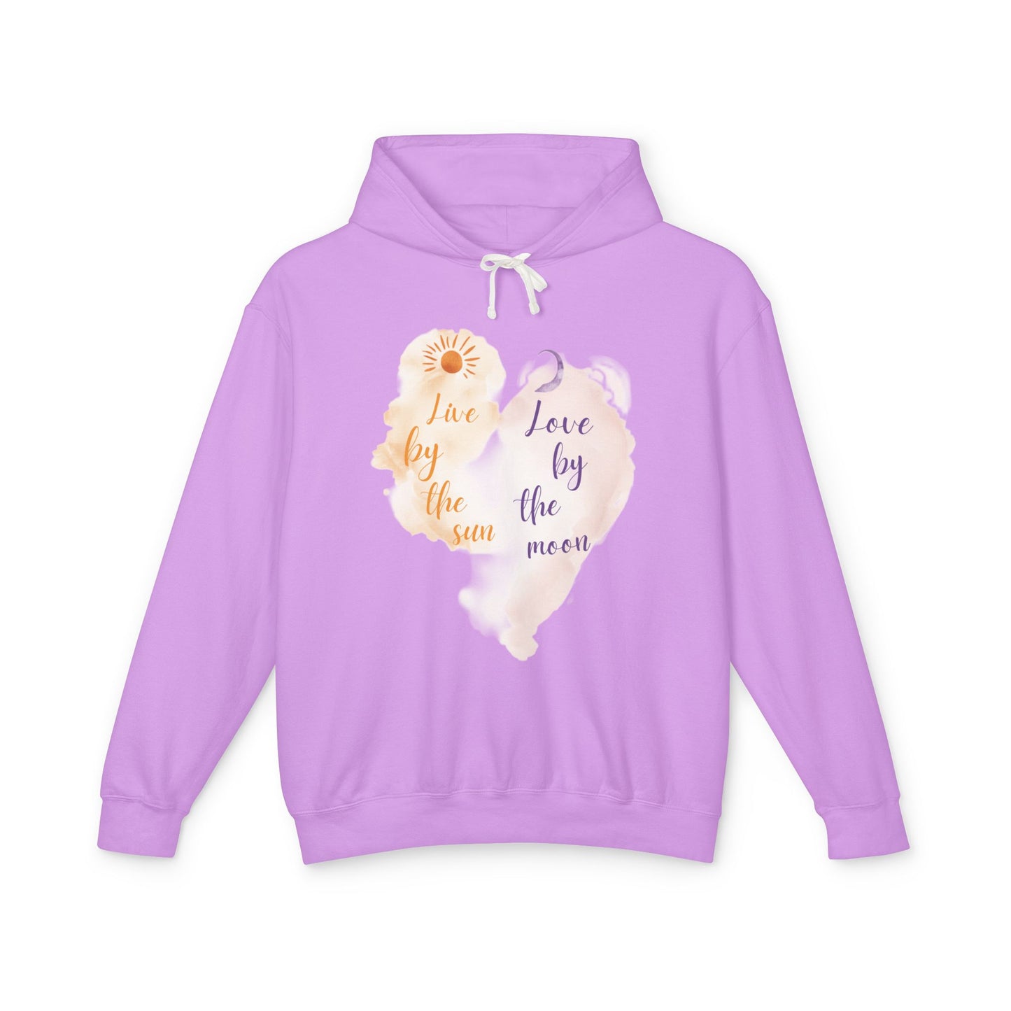 Sun & Moon Watercolor Hoodie - "Love by the Sun / Love by the Moon" Lightweight Pullover