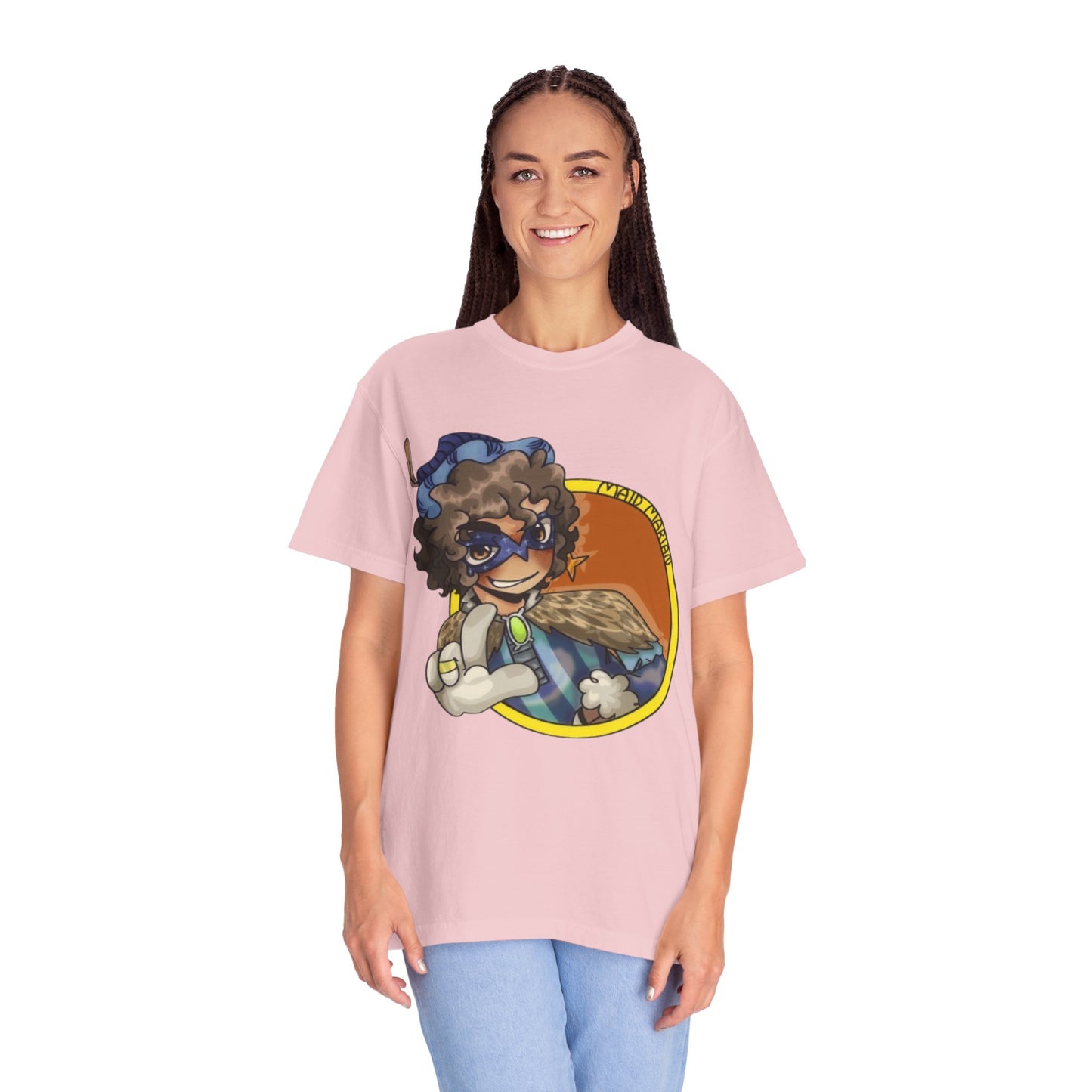 Masked Hero Portrait T-Shirt — Whimsical Superhero Art Tee