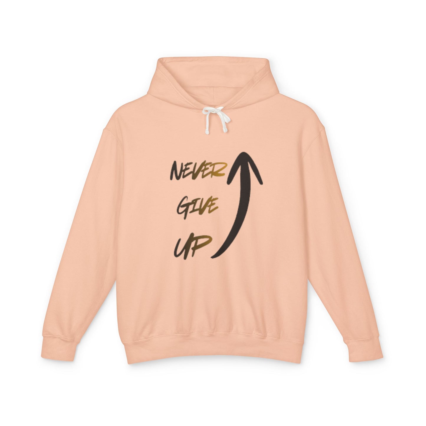 Never Give Up Hoodie — Motivational Arrow Pullover