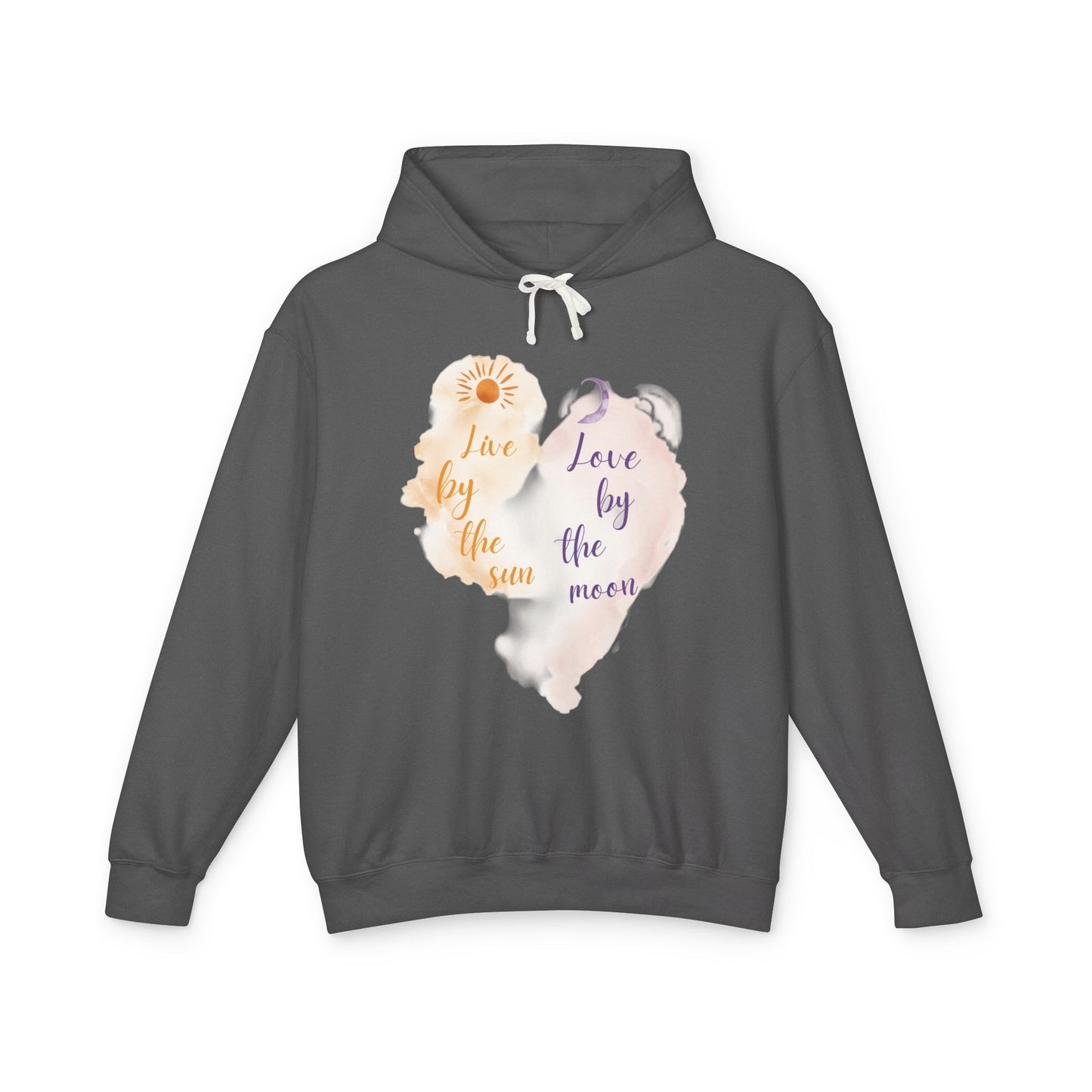 Sun & Moon Watercolor Hoodie - "Love by the Sun / Love by the Moon" Lightweight Pullover