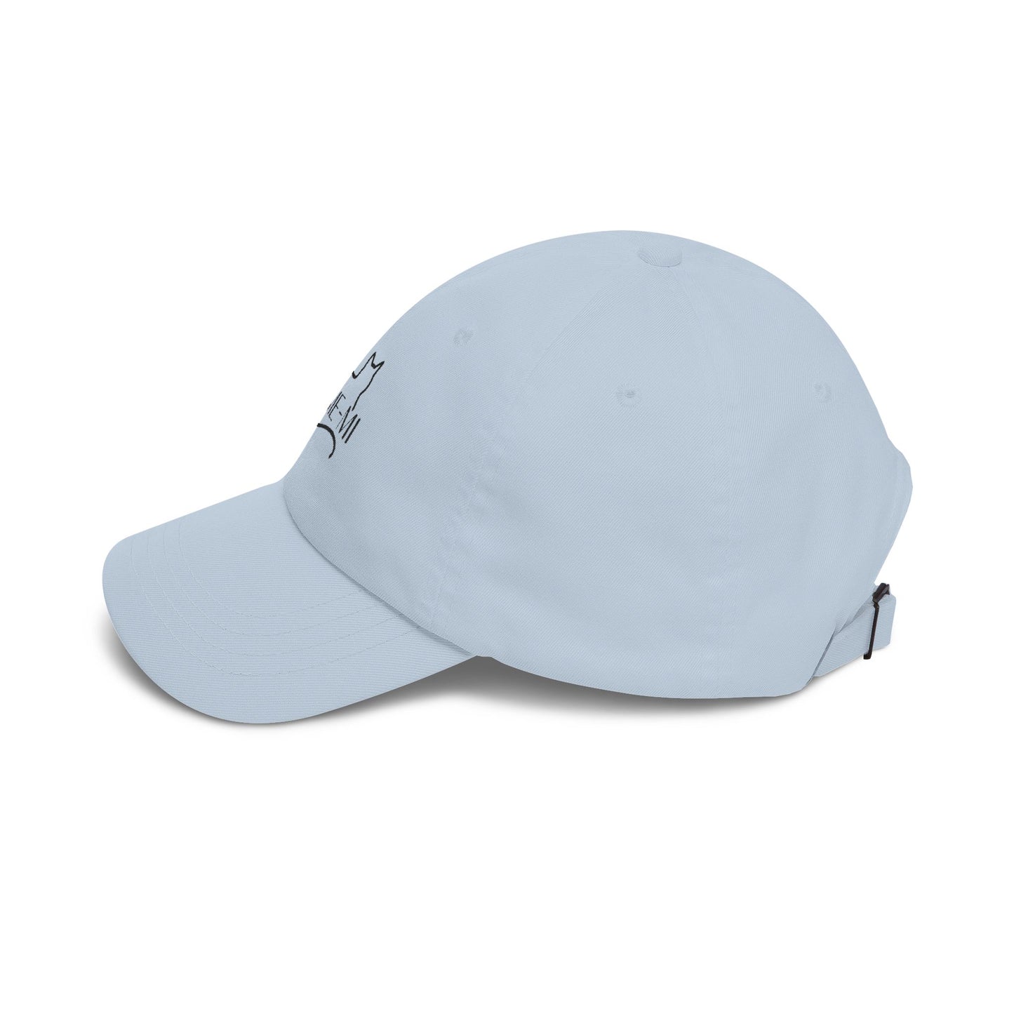 Cat Silhouette Dad Cap — "Kome-Mi" Embroidered White Baseball Hat