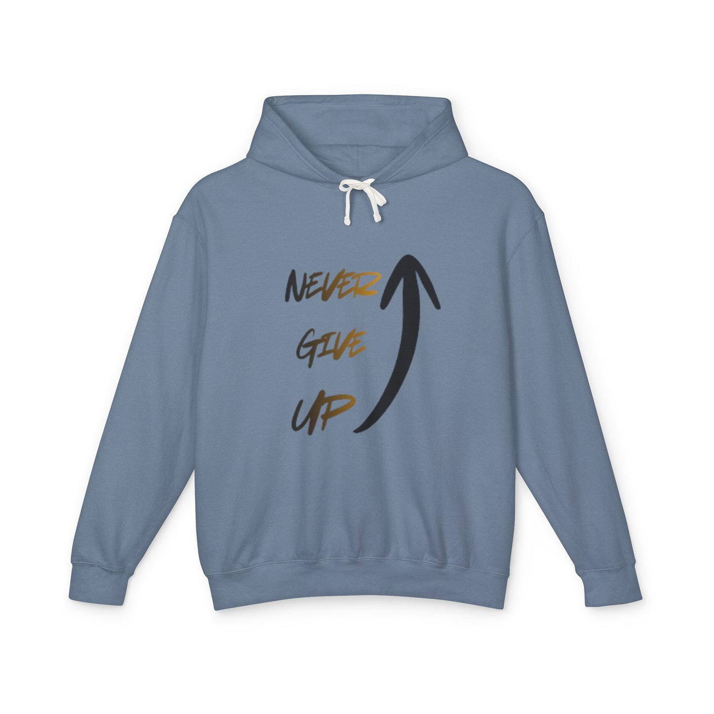 Never Give Up Hoodie — Motivational Arrow Pullover