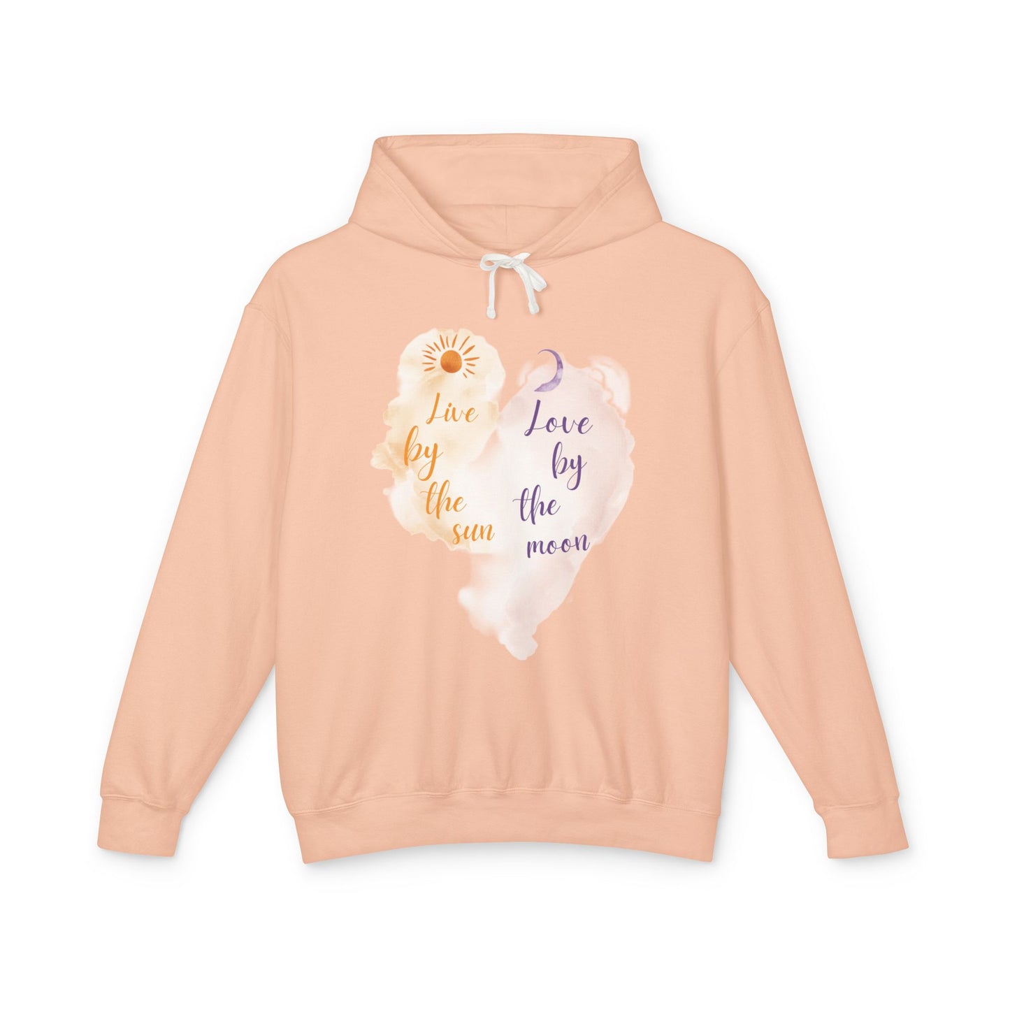 Sun & Moon Watercolor Hoodie - "Love by the Sun / Love by the Moon" Lightweight Pullover