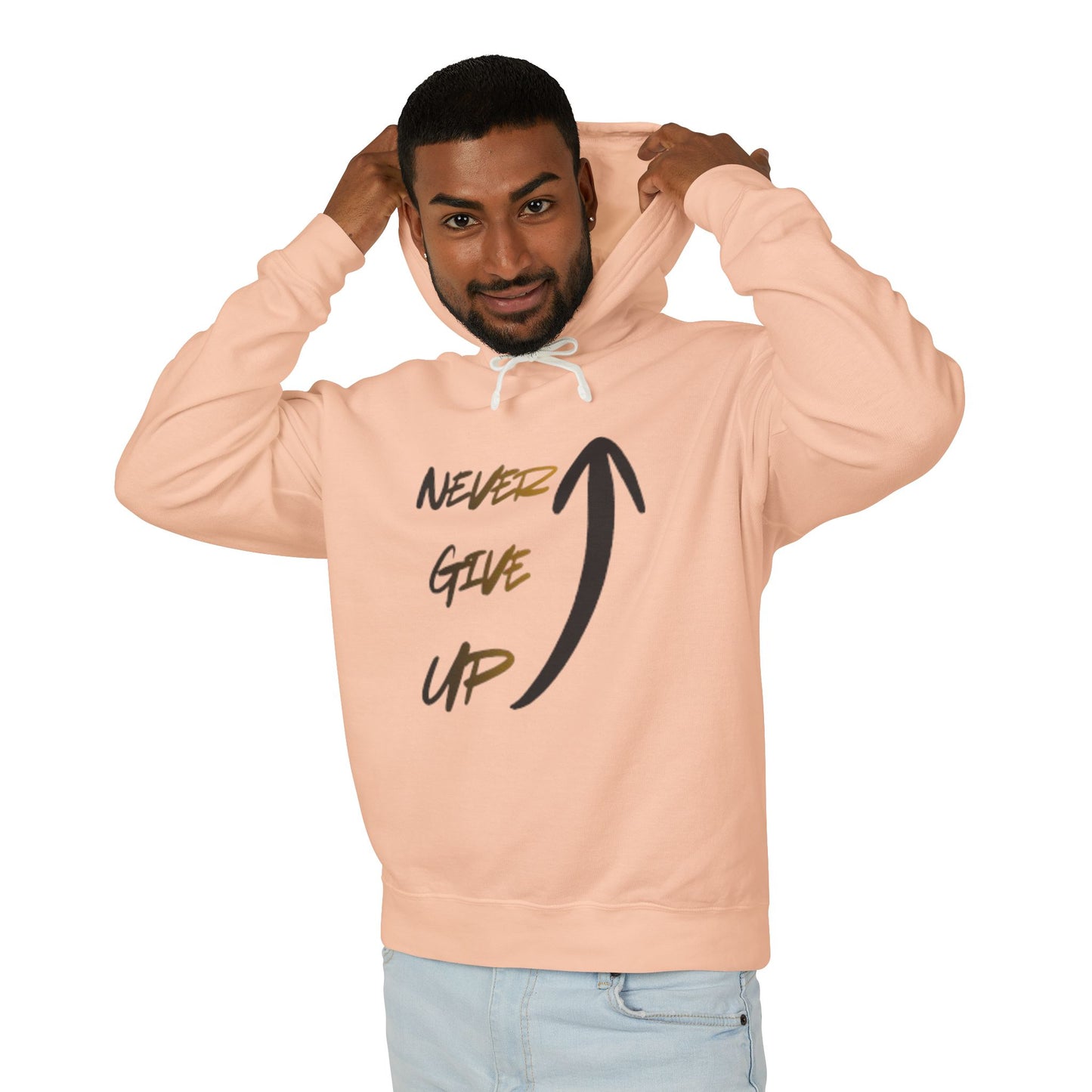 Never Give Up Hoodie — Motivational Arrow Pullover